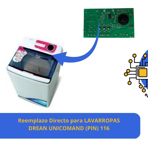 Imagen 3 de 9 de Plaqueta Lavarropas Drean Unicommand 116 Con Pin Nacional