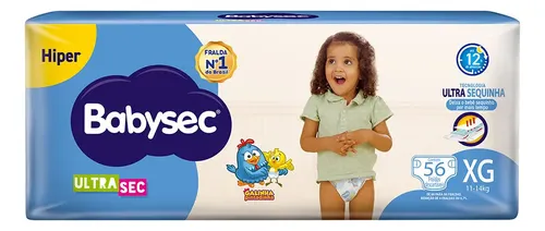 Fralda Babysec Galinha Pintadinha Ultrasec Hiper XG com 56un - R$ 60,75