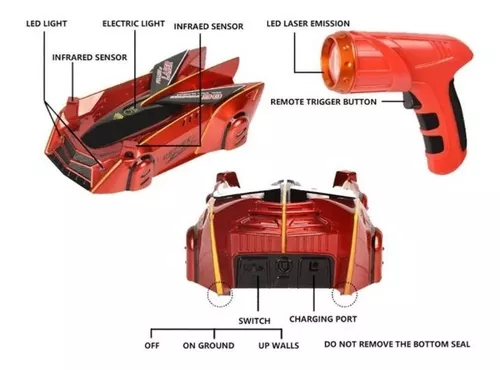 Crianças brinquedos de controle remoto a laser parede do carro