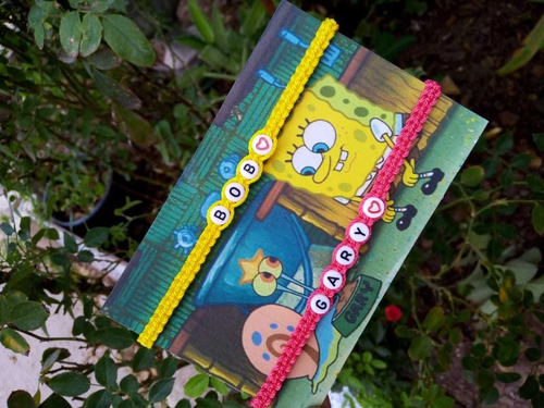 Imagen 4 de 4 de Pulseras Para Amistad Bob Esponja Y Gary Amigos Por Siempre