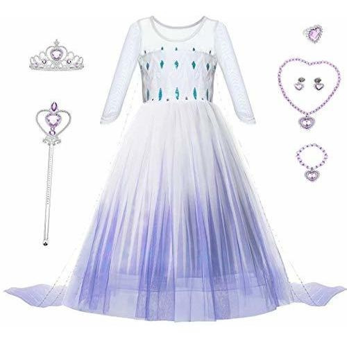 Vestido Disfraz Princesa Frozen  Niña Tallas De 2 - 7 Año