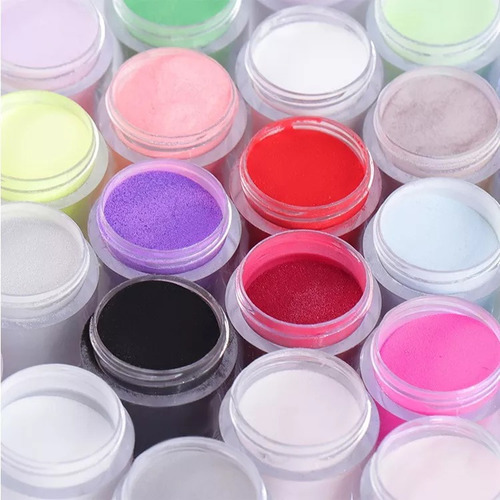 Kit 12 Cores Pó Acrílico Colorido Para Decoração De Unha 10g