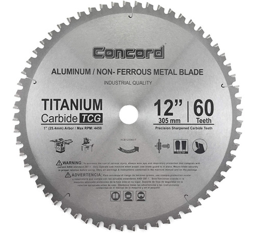 Disco Sierra Concord 12 Pulgadas 60 Dientes Para Aluminio