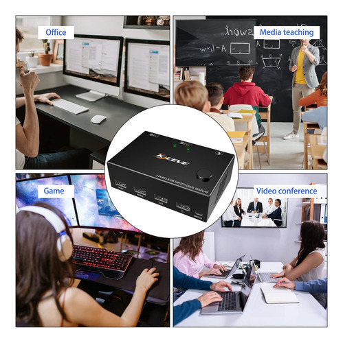 Conmutador Kvm De Doble Monitor Hdmi 2 Puertos 4k A 30 Hz, C