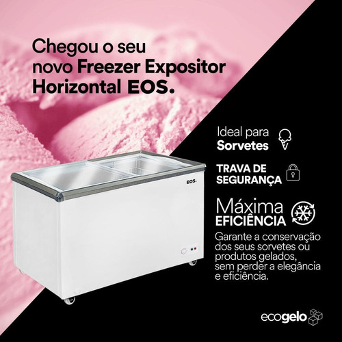 Freezer Expositor Horizontal Eos 320l Dupla Ação Eeh400 220v
