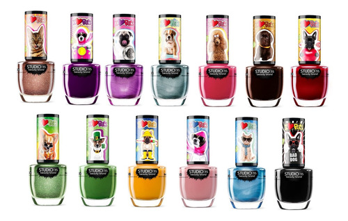 Esmaltes Studio 35 Coleção I Love Pets Com 13 Cores - Vegano