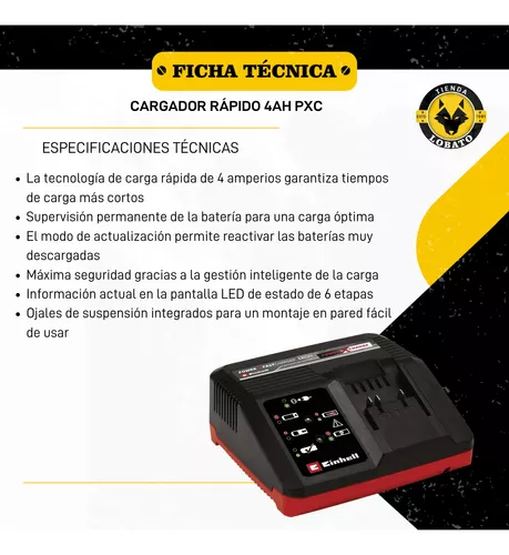 Cargador de batería rápido PXC 18V 4Ah Einhell