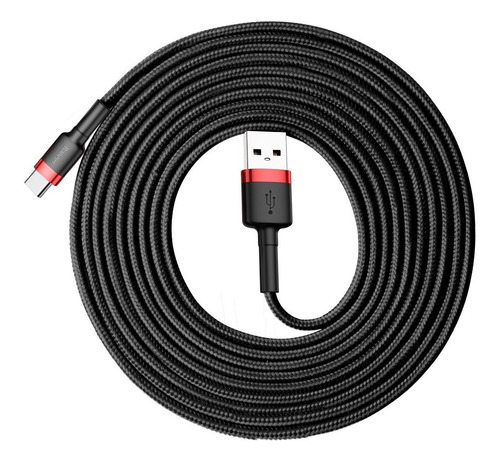 Imagen 4 de 7 de Cable usb tipo C Baseus rojo/negro con entrada USB salida USB-C