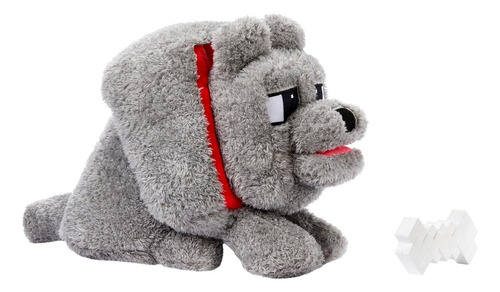 Mattel Minecraft Movie Peluche Dennis El Lobo Interactivo Color Gris