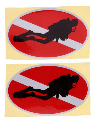 2 Piezas Etiqueta Engomada Buceo Con Accesorios Diver Down