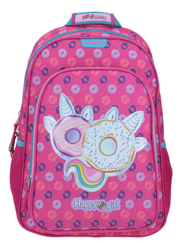 Mochila Grande Escolar Chenson Happy Girl Niña Porta Tablet Hg64397-p Coleccion Acaryn Dona Unicornio Color Fucsia