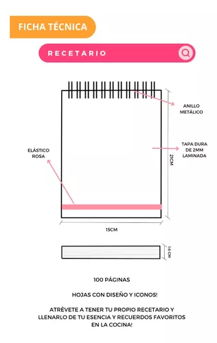 Cuadernos Recetas Cocina Tapa Dura A5 Anillado