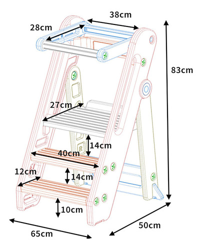 Torre De Aprendizaje Montessori Ajustable Para Niños Gris