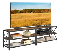 Comprar Vasagle Soporte De Tv Para Tv De Hasta 75 Pulgadas, Mesa De Tv, Centro De Entretenimiento, Consola De Tv De 3 Niveles, Marco De Acero, Estilo Industrial, Para Sala De Estar, Café Rústico Y Negro