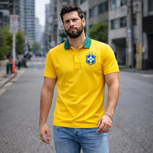 Camisa Gola Polo Do Brasil Selecao Brasileira Premium Hexa
