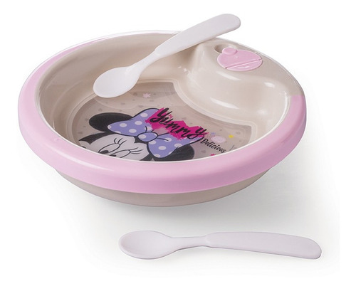 Imagem 2 de 10 de Kit Infantil Prato Térmico Pote Papinha Copo Minnie Disney