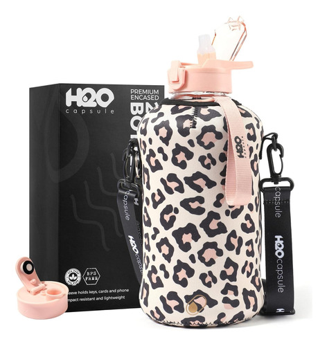 Botella H2o Capsule , Con Popote Y Funda , 2.2 L Estampado