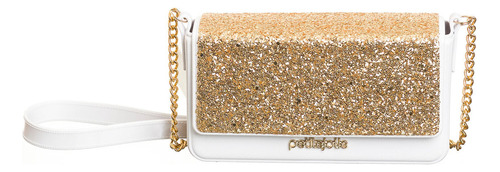 Bolsa Petite Jolie Slim Branco/glitter Ouro Pj10990 Cor Branco