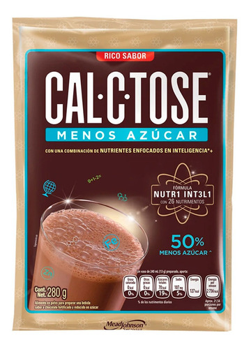 Chocolate En Polvo Menos Azúcar Sobre 280g Cal-c-tose