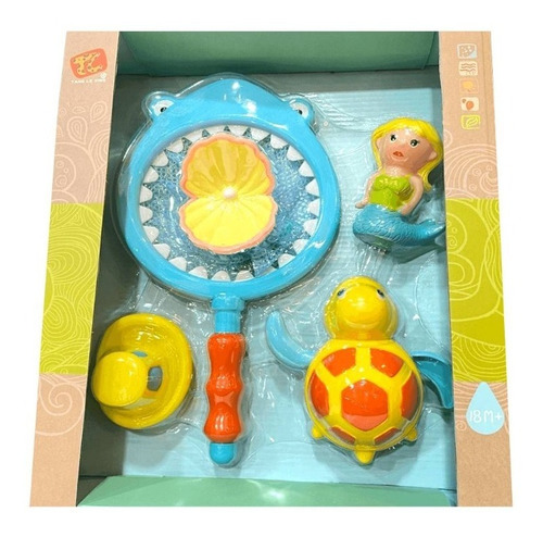 Set Acuático Con Red De Pesca - Bath Toys - E. Full 