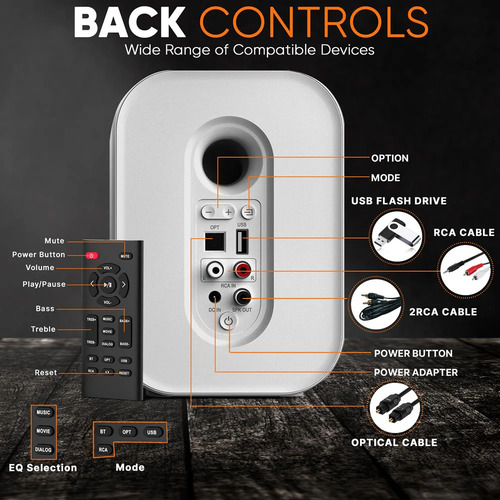 Monitores Hi-fi De Estante Con Bluetooth Blancos