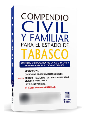 Compendio Civil De Tabasco, De H. Greso Del Estado De Tabasco. Editorial Compilaciones Jurídicas, Tapa Blanda, Edición Segunda En Español, 2023