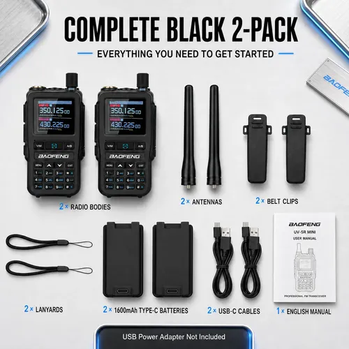 Kit 2 Rádios Comunicadores Baofeng Uv-5r Mini Multibanda 5w