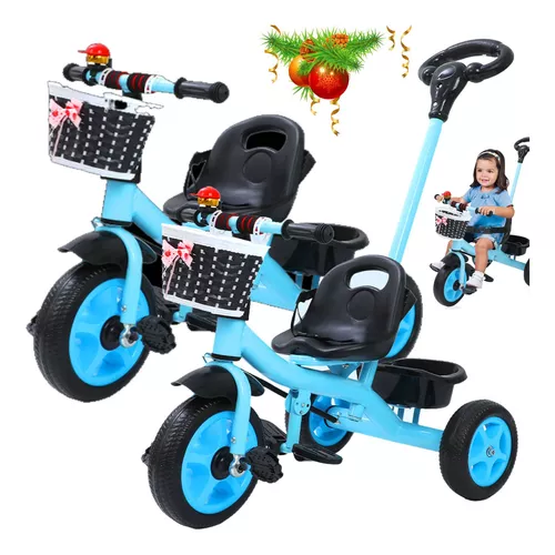  Axdwfd - Triciclo infantil con sombrillas, pedal para niños de 1  a 3 años de edad, peso de carga de 110.2 lbs, carro de bebé, para niños y  niñas (color: azul) 