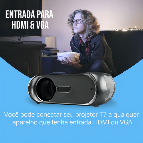 Kit 20 Projetor T7 Espelhamento Wi-fi E Full Hd 1080p