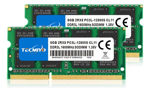 Memoria Ram Tecmiyo (2x8gb) Ddr3l-1600 Sodimm De 1.35v/1.5v