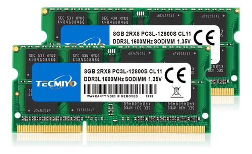 Memoria Ram Tecmiyo Ddr3l-1600 De 16gb (2x8gb) Sodimm Laptop