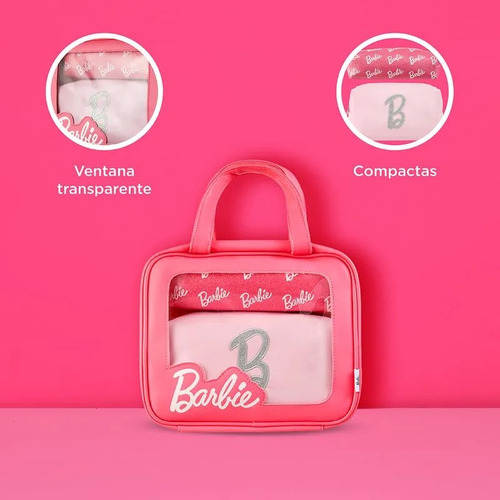 Barbie Set Bolsos De Viaje Neceser Maquillaje Estuches Rosa Chicle Lisa