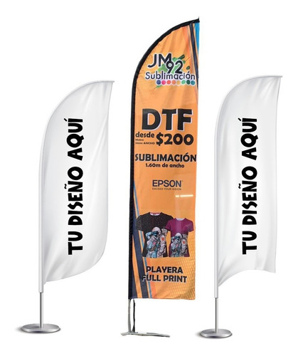 Bandera Publicitaria Personalizada Doble Vista 3.5mtx0.75mt