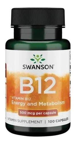 Vitamina B12 Cianocobalamina Swanson 500mcg 100 Cápsulas