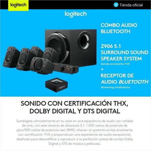Imagen 2 de 10 de Logitech Combo: Altavoces Z906 + Adaptador Bluetooth + Bases