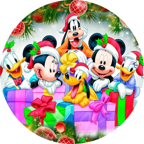 Painel Redondo Sublimado 3d Natal Do Mickey 1,5x1,5m Painel Redondo Sublimado 3d Natal Do Mickey 1,5x1,5m