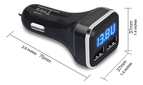 Jebsens 4.8a 24w Cargador De Coche Usb Dual Voltímetro Monit