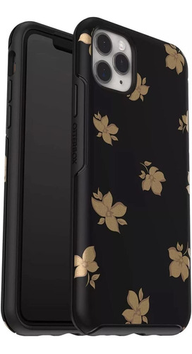 Funda Para iPhone 11 Pro Max - Negra/flores Doradas Otter...