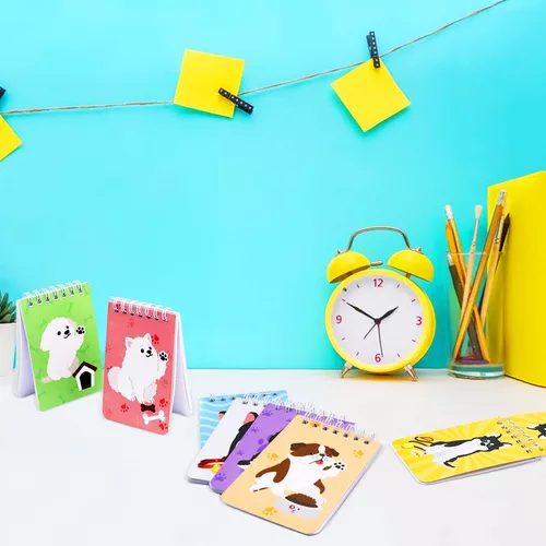24 mini cuadernos con temática de perro, recuerdos de fiesta de cachorros,  cuadernos de bolsillo en espiral, cuadernos de bolsillo en espiral