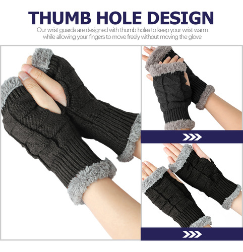 1 Par De Guantes De Medio Dedo Con Mangas Cortas Para Otoño