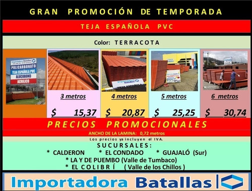 Imagen 1 de 12 de Promocion Teja Españ Pvc $7 Teja Trapezoidal Extragrande T7