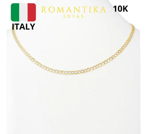 Cadena Barbada Cubana Diamantada Oro 10k 55cm 4.5mm Italy Color Dorado