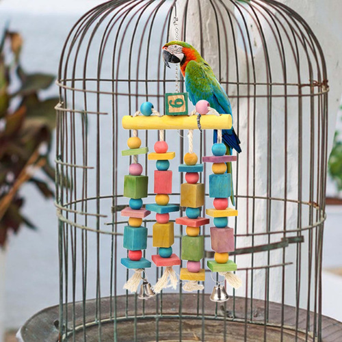 Jaula De Madera Para Loros, Juguetes Para Morder, Pinzones,