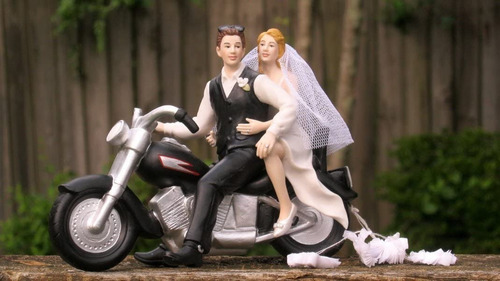 Muñecos De Novios Pastel De Bodas Motocicleta