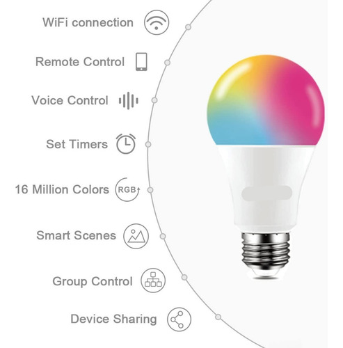 Smart Focos Alexa Wi-fi, Focus Led E27 9 W Rgb 2.4 Ghz,