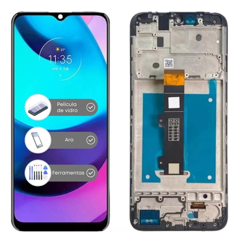 Frontal Tela Display Touch P/ Moto E20 Aro + Película + Kit
