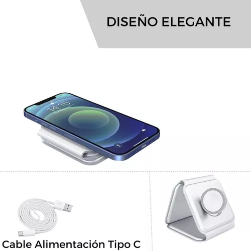 Base Cargador Inalambrica Plegable 3 En 1 Para iPhone Apple