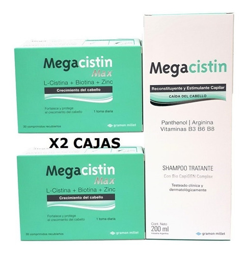 Megacistin Combo  2 Cajas Max + 1 Megacistin Shampoo 200ml