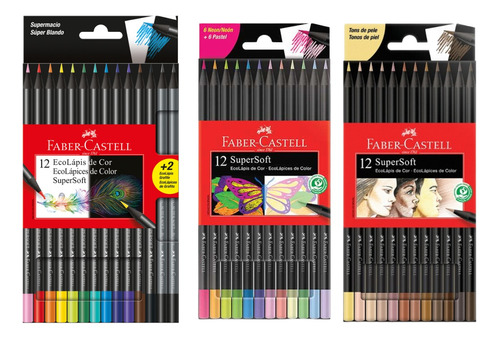 Kit Lapis De Cor Desenho Faber Castell Supersoft 38 Cores