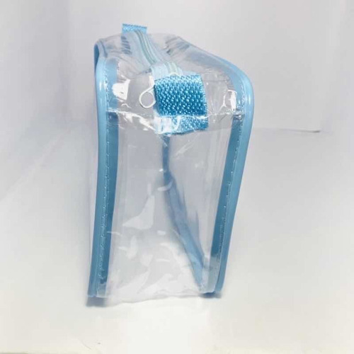 Necessaire 23x15 Kit Com 540 Transparente E Azul Maquiagem